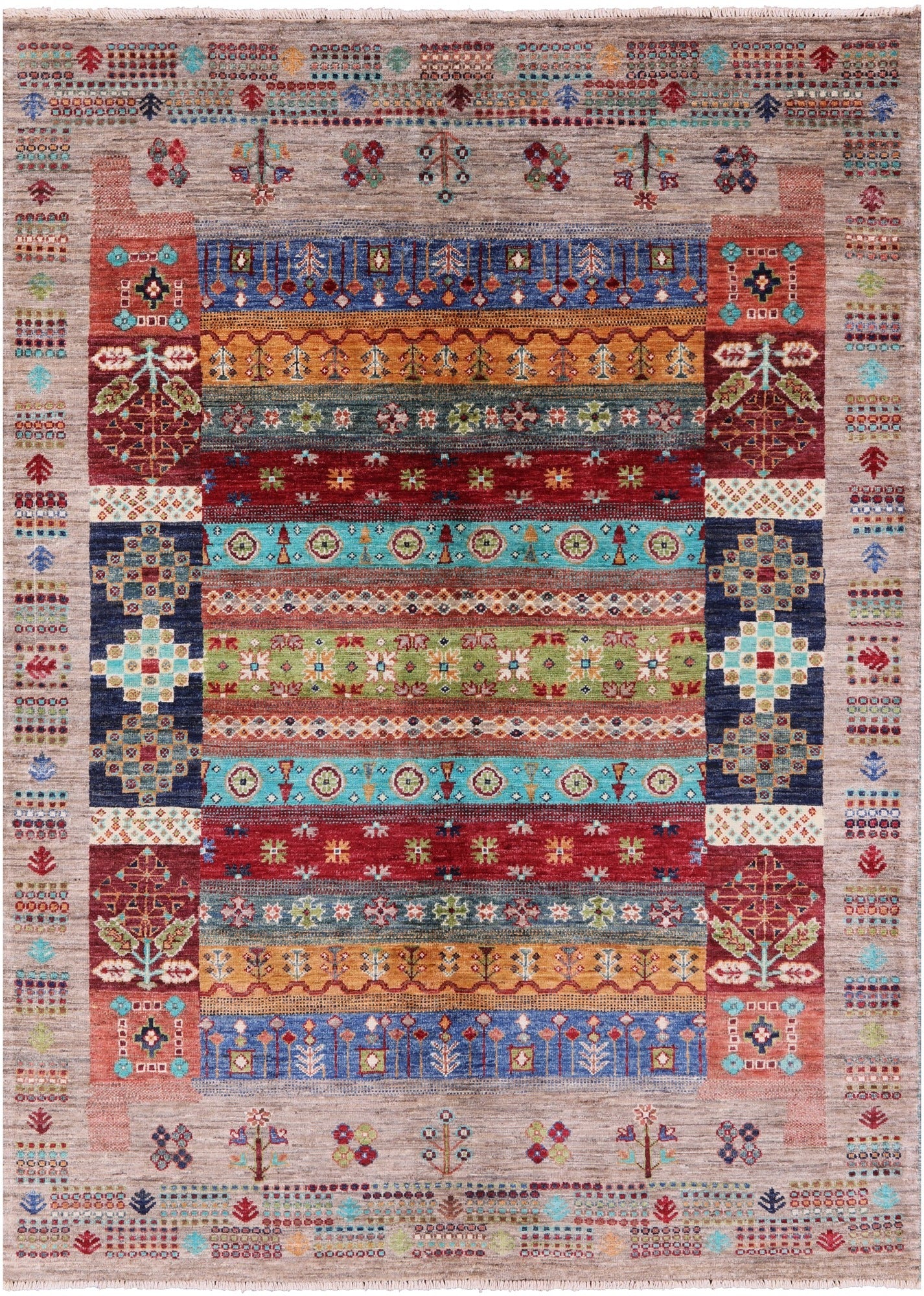 Tribal Persian Gabbeh Hand Knotted Wool Rug - 4' 11" X 6' 10" - Golden Nile