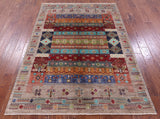 Tribal Persian Gabbeh Hand Knotted Wool Rug - 4' 11" X 6' 10" - Golden Nile
