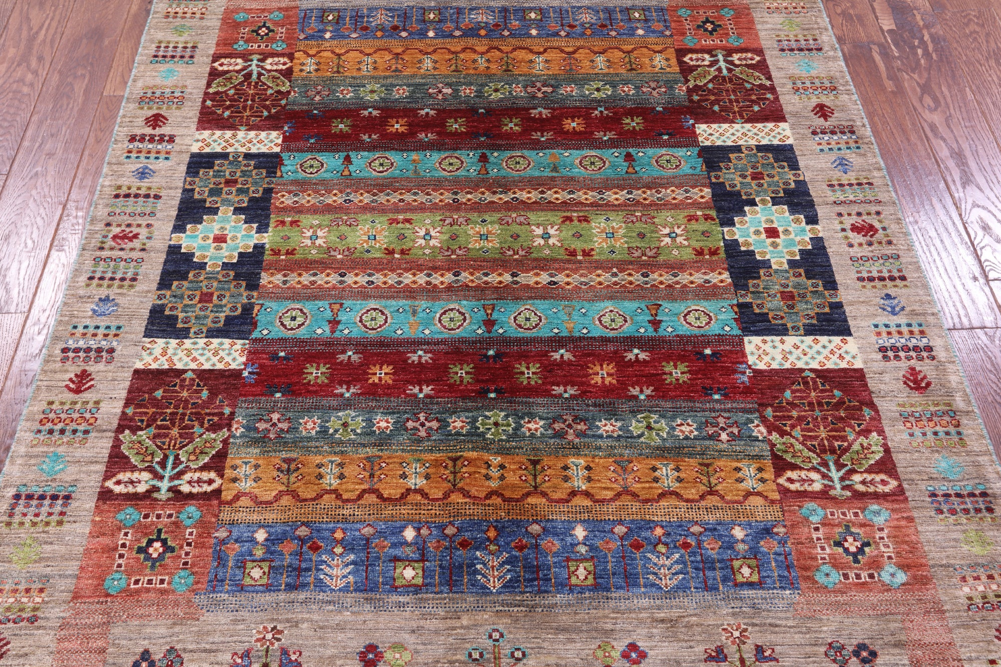 Tribal Persian Gabbeh Hand Knotted Wool Rug - 4' 11" X 6' 10" - Golden Nile