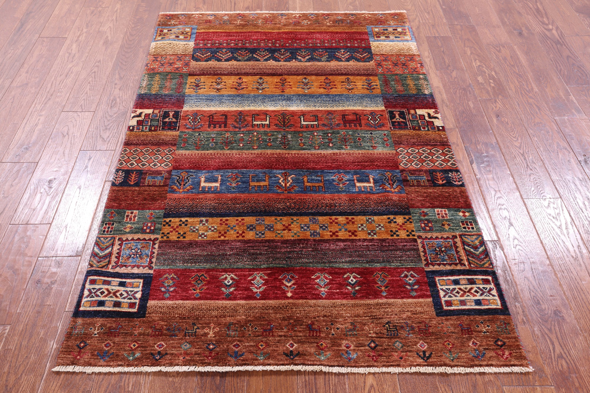 Tribal Persian Gabbeh Hand Knotted Wool Rug - 3' 11" X 5' 11" - Golden Nile