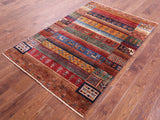 Tribal Persian Gabbeh Hand Knotted Wool Rug - 3' 11" X 5' 11" - Golden Nile