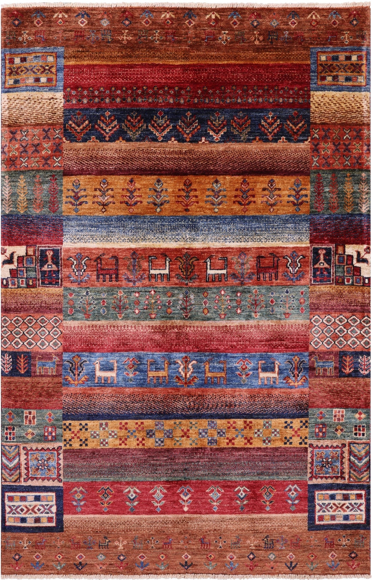 Tribal Persian Gabbeh Hand Knotted Wool Rug - 3' 11" X 5' 11" - Golden Nile