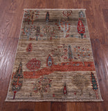 Tribal Persian Gabbeh Hand Knotted Wool Rug - 2' 7" X 4' 1" - Golden Nile