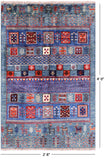 Green Tribal Persian Gabbeh Handmade Wool Rug - 2' 8" X 4' 0" - Golden Nile