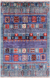 Green Tribal Persian Gabbeh Handmade Wool Rug - 2' 8" X 4' 0" - Golden Nile