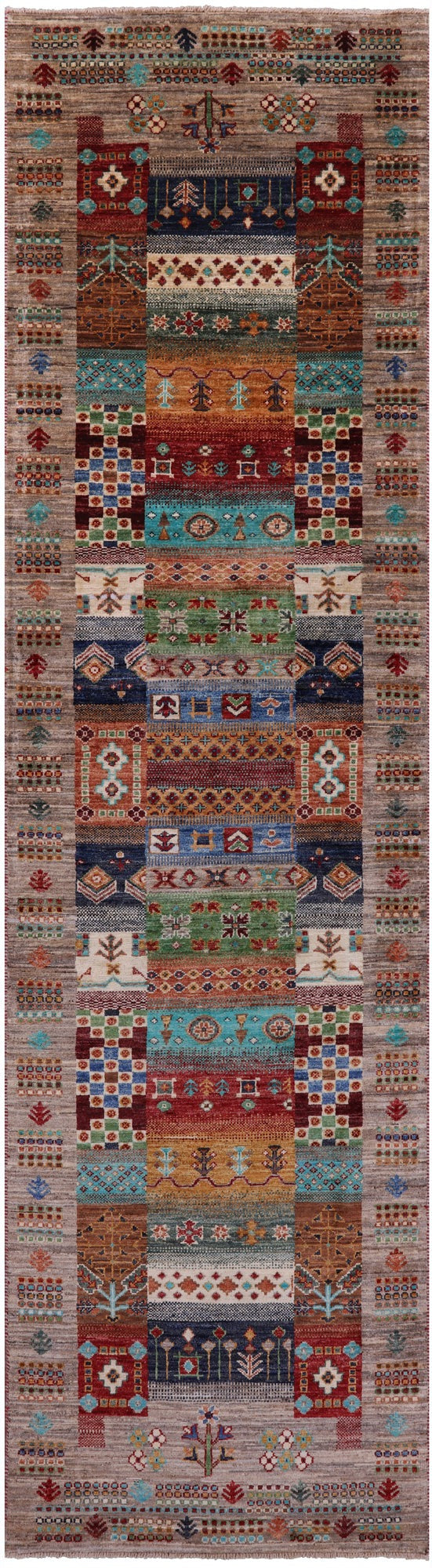 Tribal Persian Gabbeh Hand Knotted Wool Runner Rug - 2' 8" X 10' 2" - Golden Nile