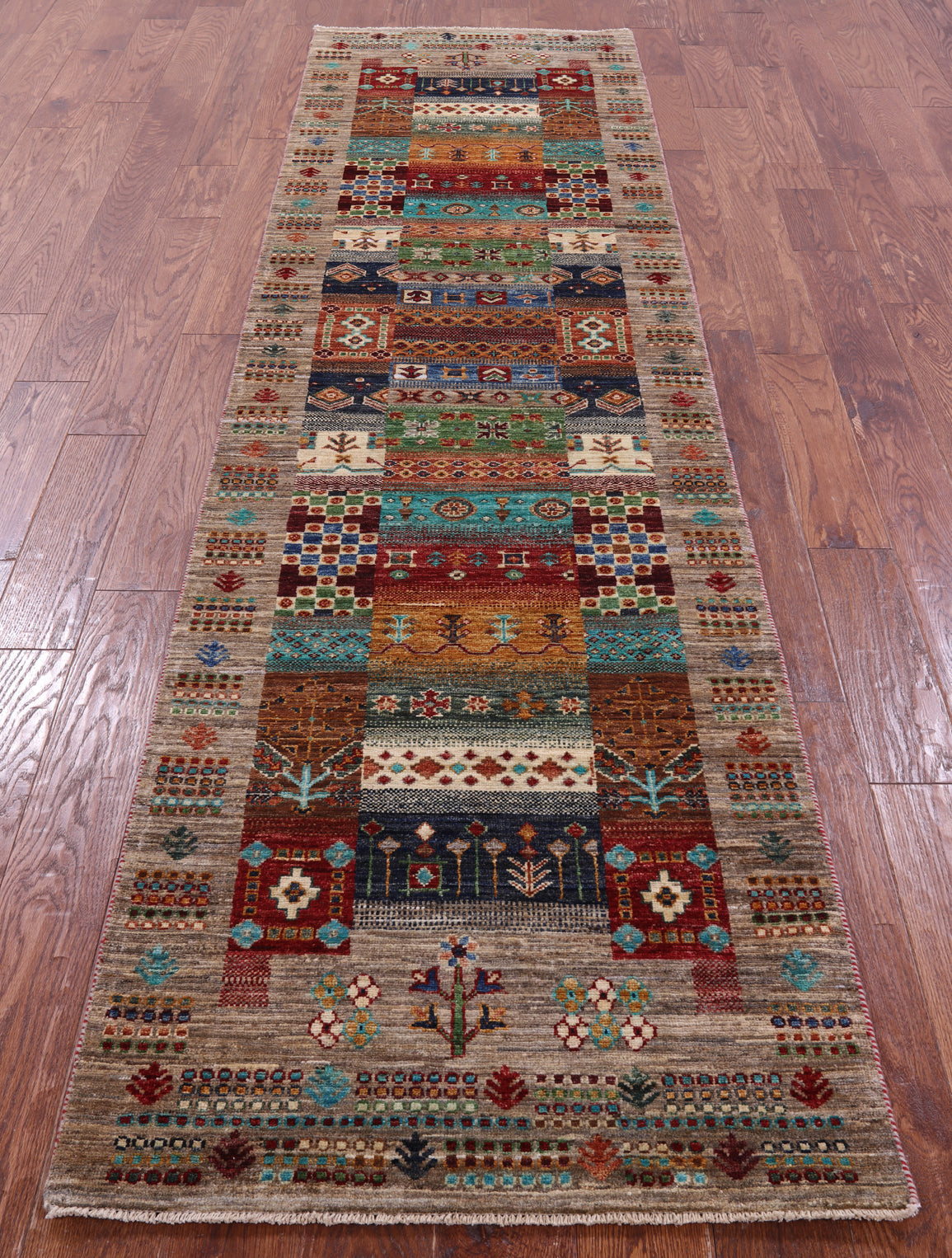 Tribal Persian Gabbeh Hand Knotted Wool Runner Rug - 2' 8" X 10' 2" - Golden Nile