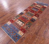 Tribal Persian Gabbeh Hand Knotted Wool Runner Rug - 2' 9" X 9' 11" - Golden Nile