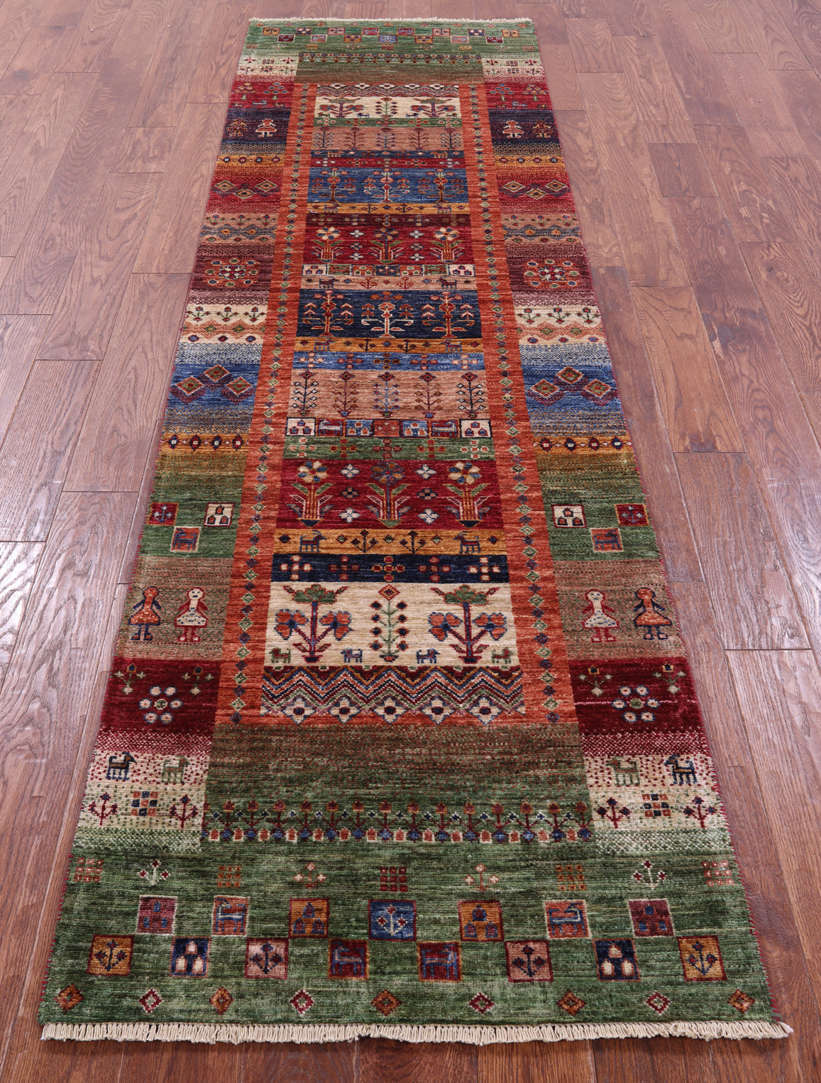 Tribal Persian Gabbeh Hand Knotted Wool Runner Rug - 2' 8" X 9' 10" - Golden Nile