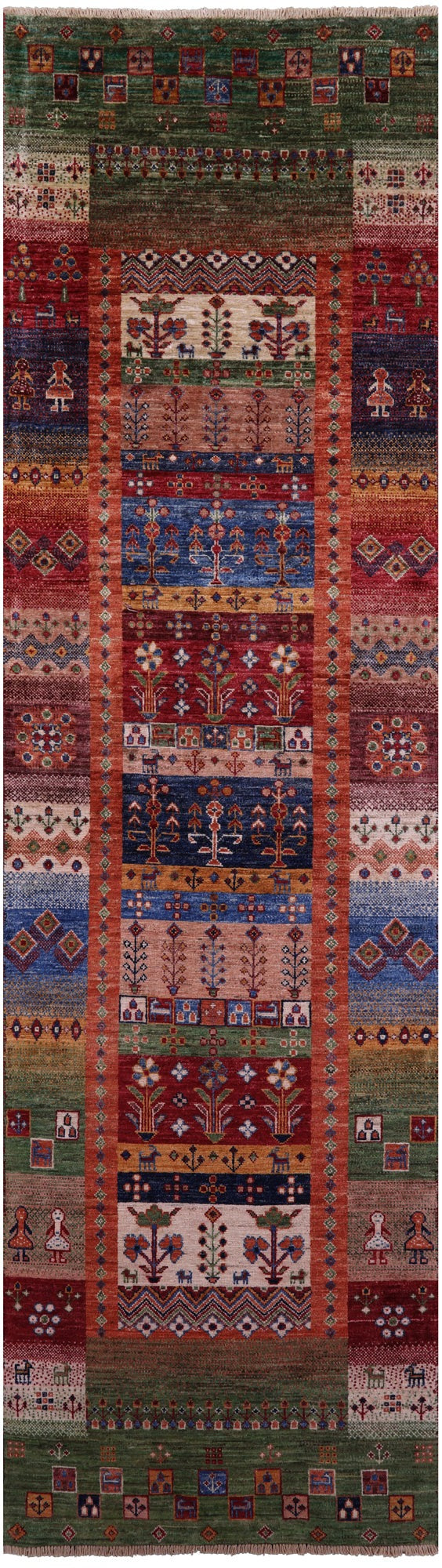 Tribal Persian Gabbeh Hand Knotted Wool Runner Rug - 2' 8" X 9' 10" - Golden Nile