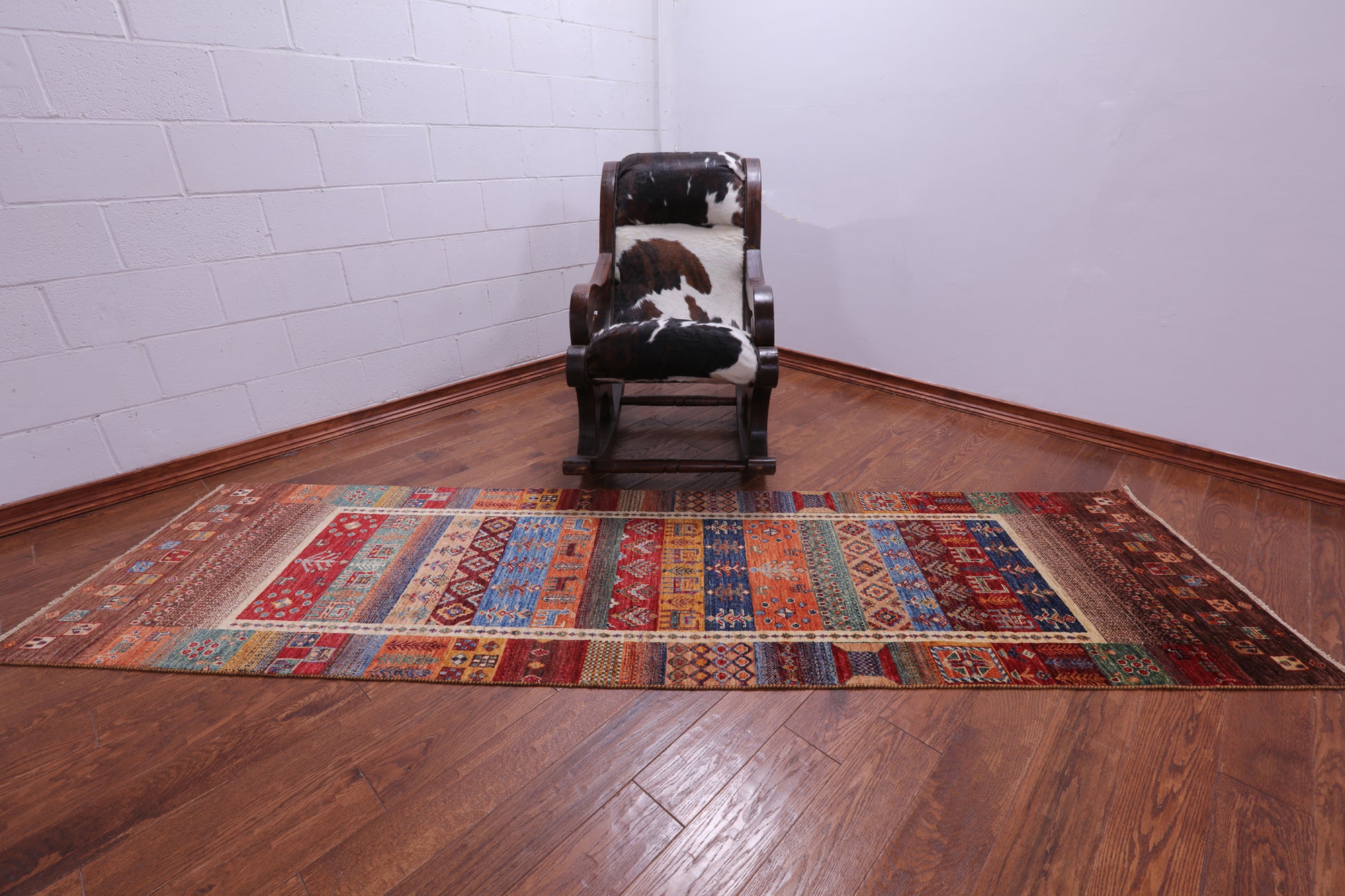 Tribal Persian Gabbeh Hand Knotted Wool Runner Rug - 2' 8" X 9' 9" - Golden Nile