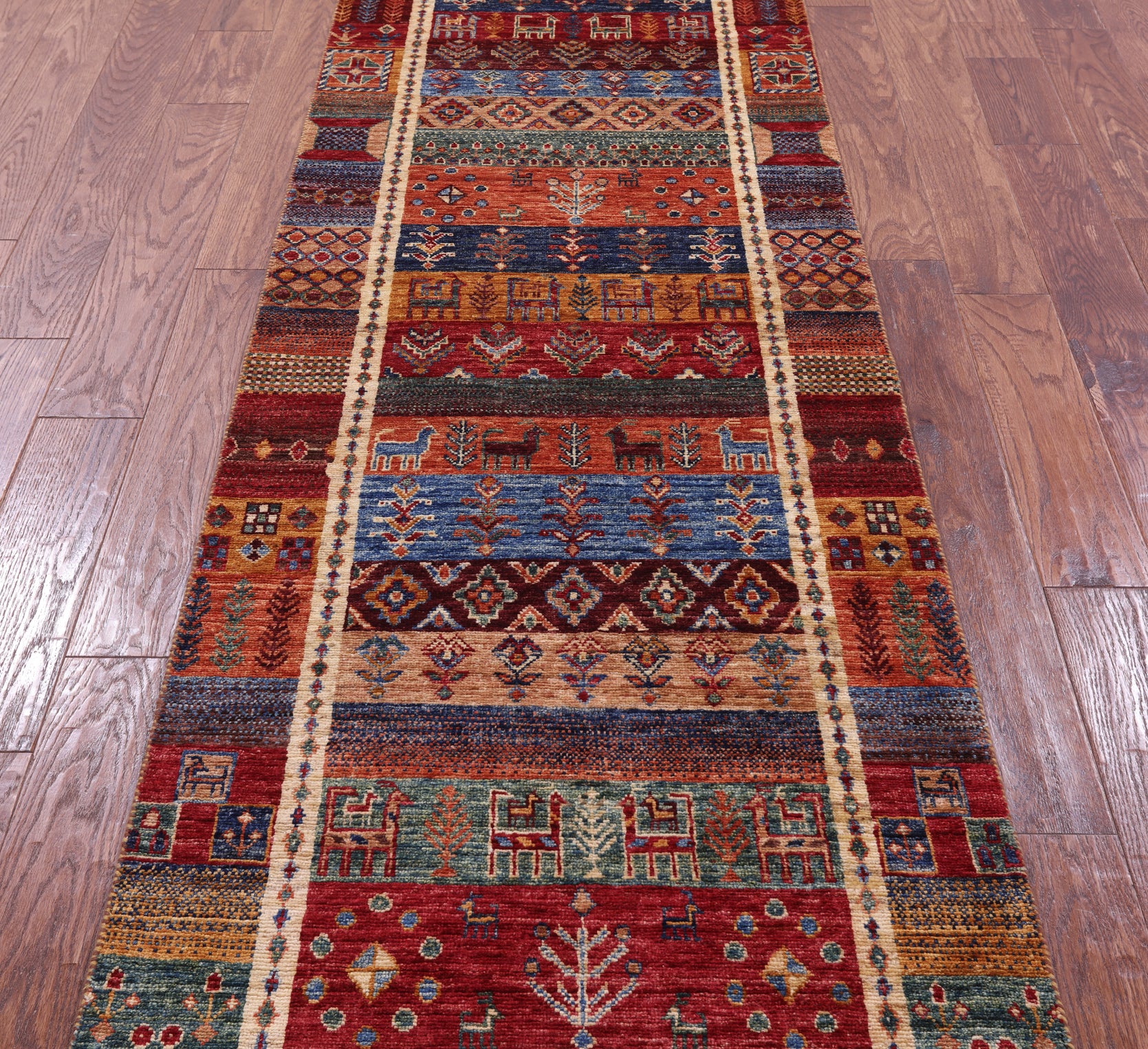 Tribal Persian Gabbeh Hand Knotted Wool Runner Rug - 2' 8" X 9' 9" - Golden Nile