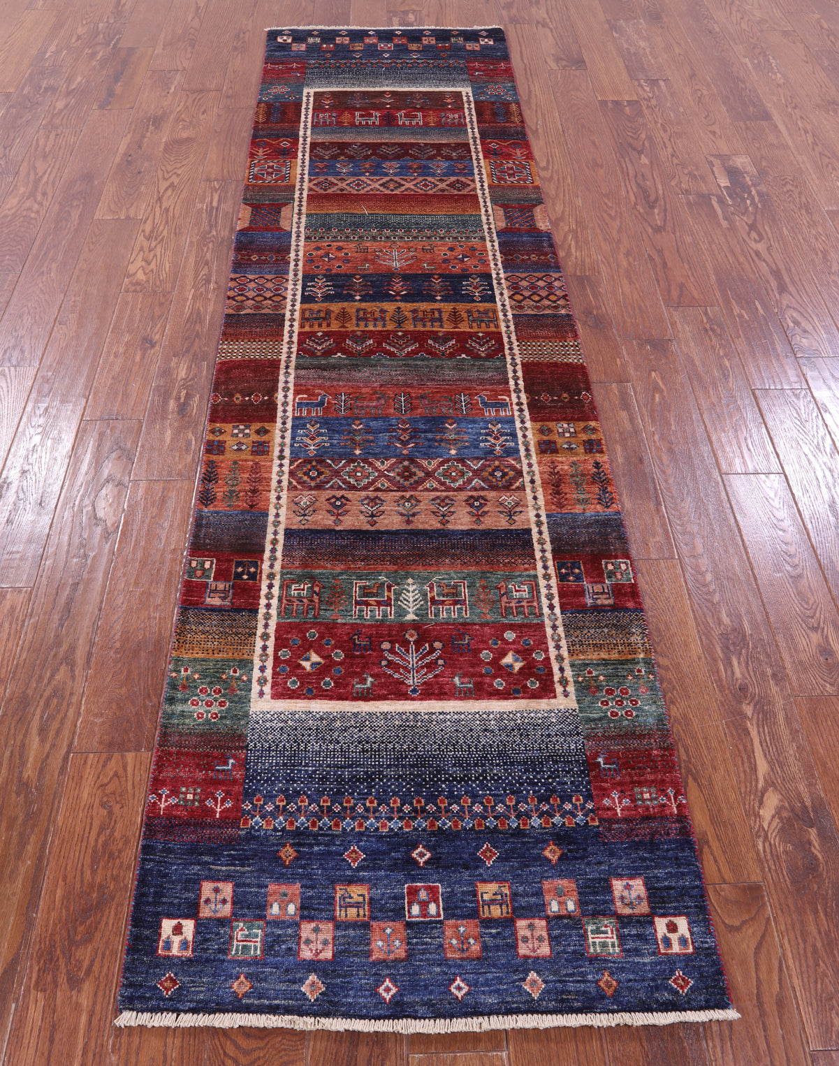Tribal Persian Gabbeh Hand Knotted Wool Runner Rug - 2' 8" X 9' 10" - Golden Nile