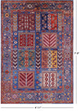 Blue Persian Fine Serapi Hand Knotted Wool Rug - 4' 11" X 7' 0" - Golden Nile