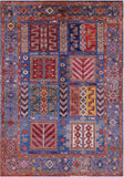 Blue Persian Fine Serapi Hand Knotted Wool Rug - 4' 11" X 7' 0" - Golden Nile