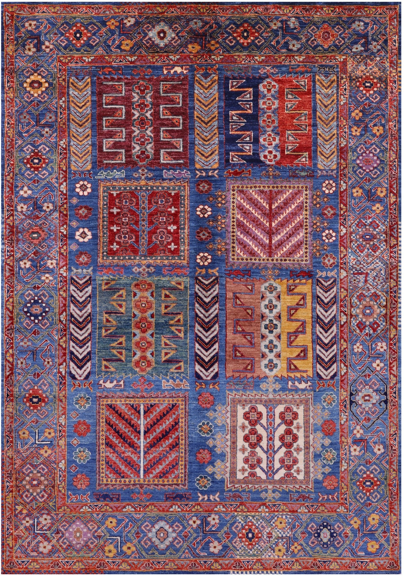 Blue Persian Fine Serapi Hand Knotted Wool Rug - 4' 11" X 7' 0" - Golden Nile