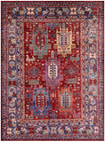 Red Persian Fine Serapi Hand Knotted Wool Rug - 5' 0" X 6' 9" - Golden Nile