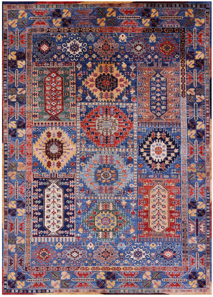 Blue Persian Fine Serapi Hand Knotted Wool Rug - 5' 0" X 6' 11" - Golden Nile
