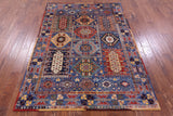 Blue Persian Fine Serapi Hand Knotted Wool Rug - 5' 0" X 6' 11" - Golden Nile
