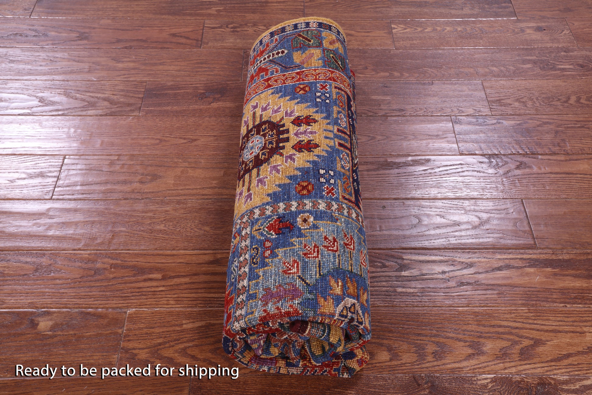 Blue Persian Fine Serapi Hand Knotted Wool Rug - 5' 0" X 6' 11" - Golden Nile