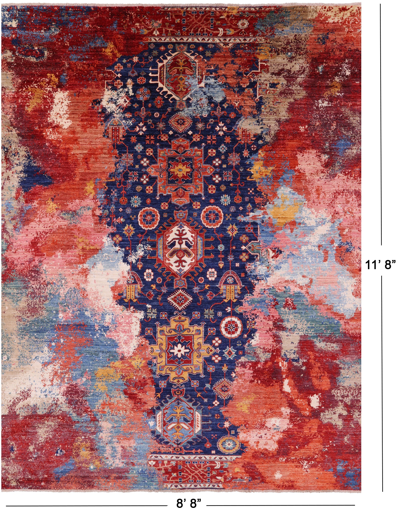 Modern Fine Serapi Hand Knotted Wool Rug - 8' 8" X 11' 8" - Golden Nile