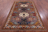 Super Kazak Hand Knotted Wool Rug - 5' 7" X 8' 2" - Golden Nile