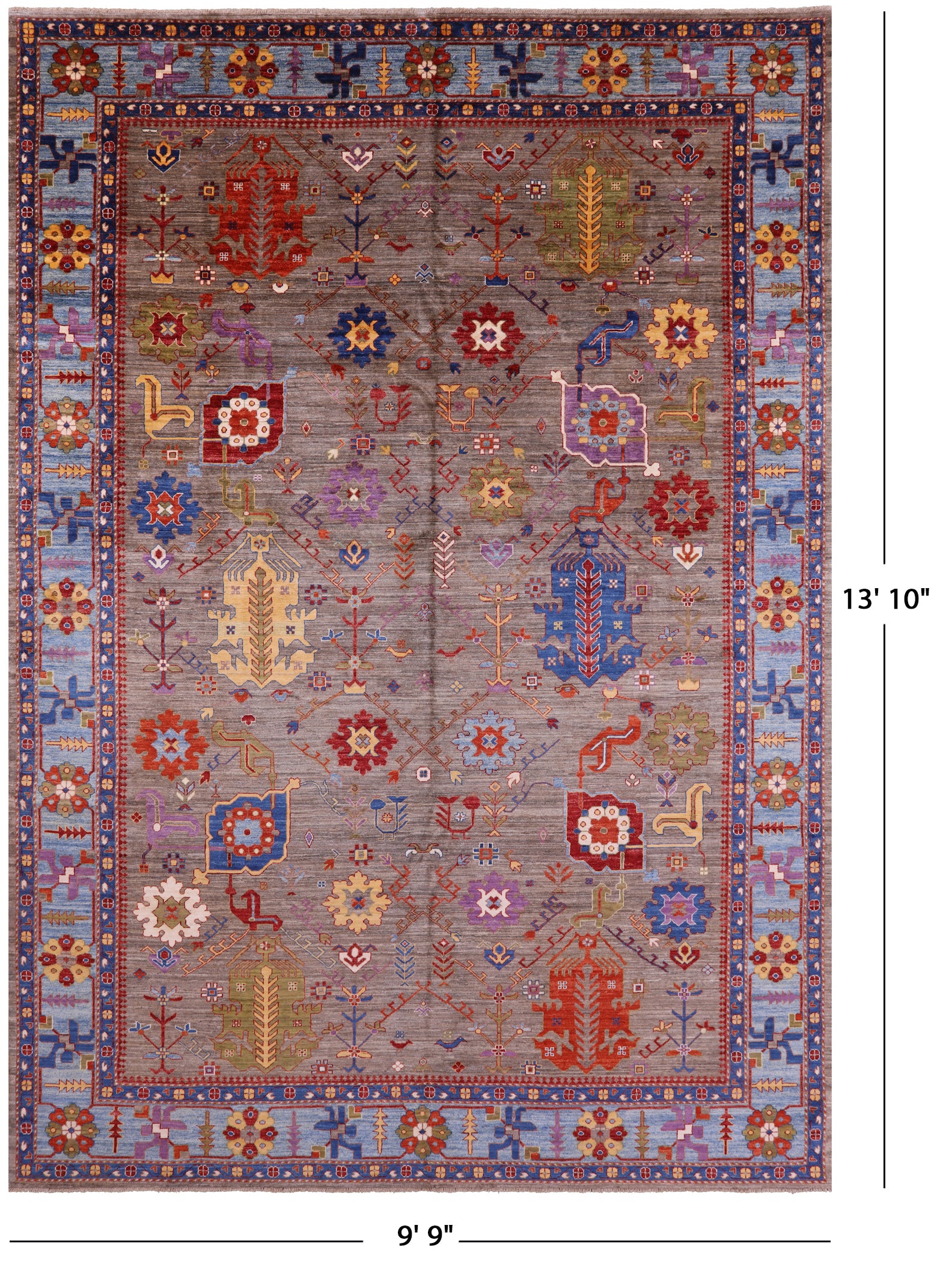Persian Fine Serapi Hand Knotted Wool Rug - 9' 9" X 13' 10" - Golden Nile