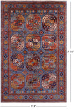 Blue Turkmen Ersari Hand Knotted Wool Rug - 5' 4" X 7' 11" - Golden Nile