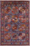 Blue Turkmen Ersari Hand Knotted Wool Rug - 5' 4" X 7' 11" - Golden Nile