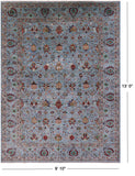 Blue Peshawar Handmade Wool Rug - 9' 10" X 13' 0" - Golden Nile