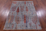 Grey Tribal Persian Gabbeh Hand Knotted Wool Rug - 5' 2" X 6' 5" - Golden Nile