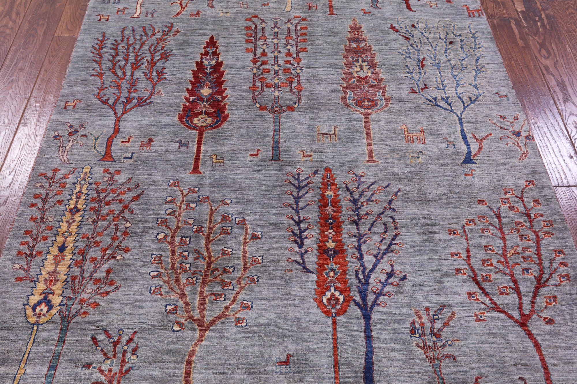 Grey Tribal Persian Gabbeh Hand Knotted Wool Rug - 5' 2" X 6' 5" - Golden Nile