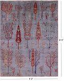 Grey Tribal Persian Gabbeh Hand Knotted Wool Rug - 5' 2" X 6' 5" - Golden Nile