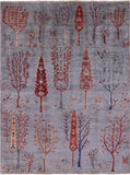 Grey Tribal Persian Gabbeh Hand Knotted Wool Rug - 5' 2" X 6' 5" - Golden Nile