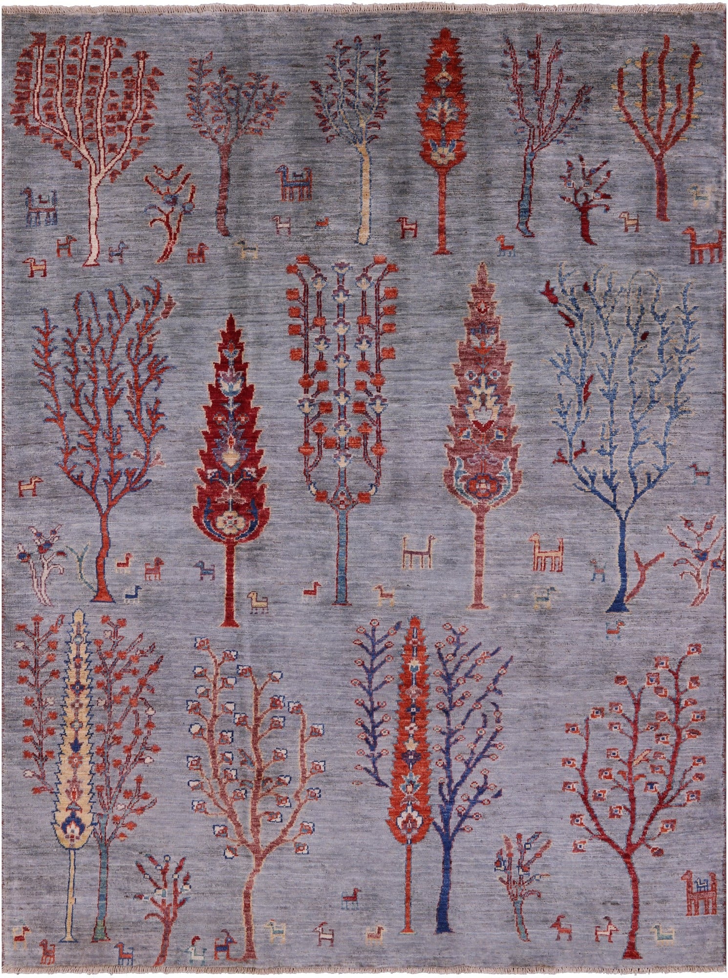 Grey Tribal Persian Gabbeh Hand Knotted Wool Rug - 5' 2" X 6' 5" - Golden Nile