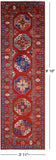 Red Turkmen Ersari Hand Knotted Wool Runner Rug - 2' 11" X 9' 10" - Golden Nile