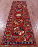Red Turkmen Ersari Hand Knotted Wool Runner Rug - 2' 11" X 9' 10" - Golden Nile