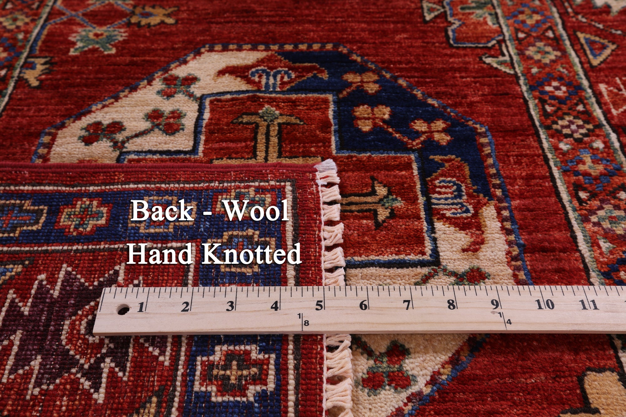 Red Turkmen Ersari Hand Knotted Wool Runner Rug - 2' 11" X 9' 10" - Golden Nile