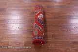 Red Turkmen Ersari Hand Knotted Wool Runner Rug - 2' 11" X 9' 10" - Golden Nile