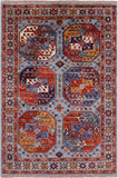 Blue Turkmen Ersari Hand Knotted Wool Rug - 3' 4" X 5' 0" - Golden Nile