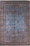 Blue Tribal Persian Gabbeh Hand Knotted Wool Rug - 5' 10" X 8' 5" - Golden Nile