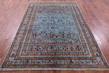 Blue Tribal Persian Gabbeh Hand Knotted Wool Rug - 5' 10" X 8' 5" - Golden Nile