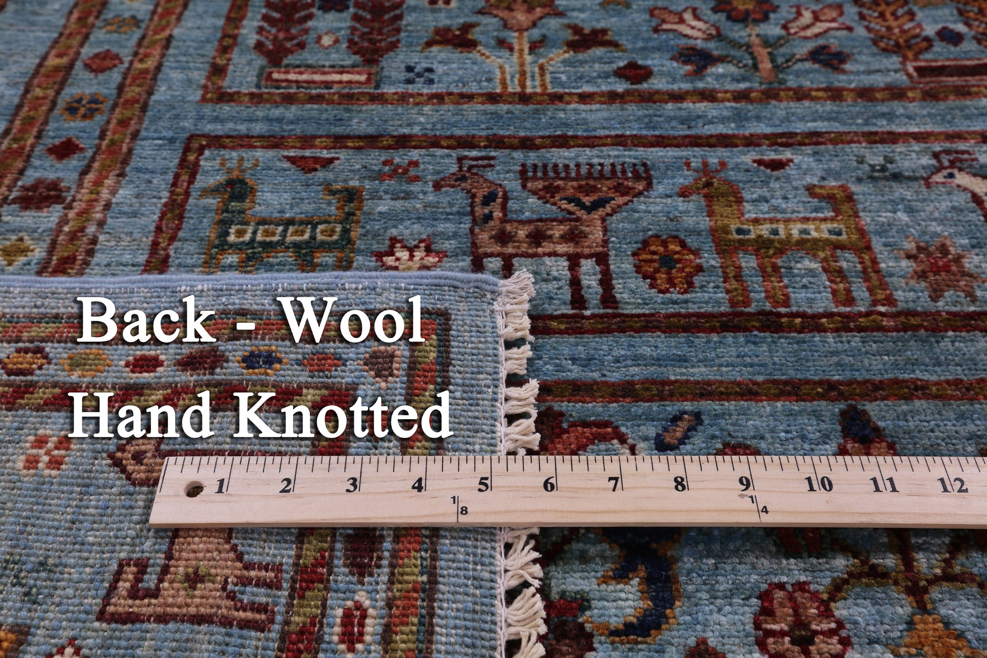 Blue Tribal Persian Gabbeh Hand Knotted Wool Rug - 5' 10" X 8' 5" - Golden Nile