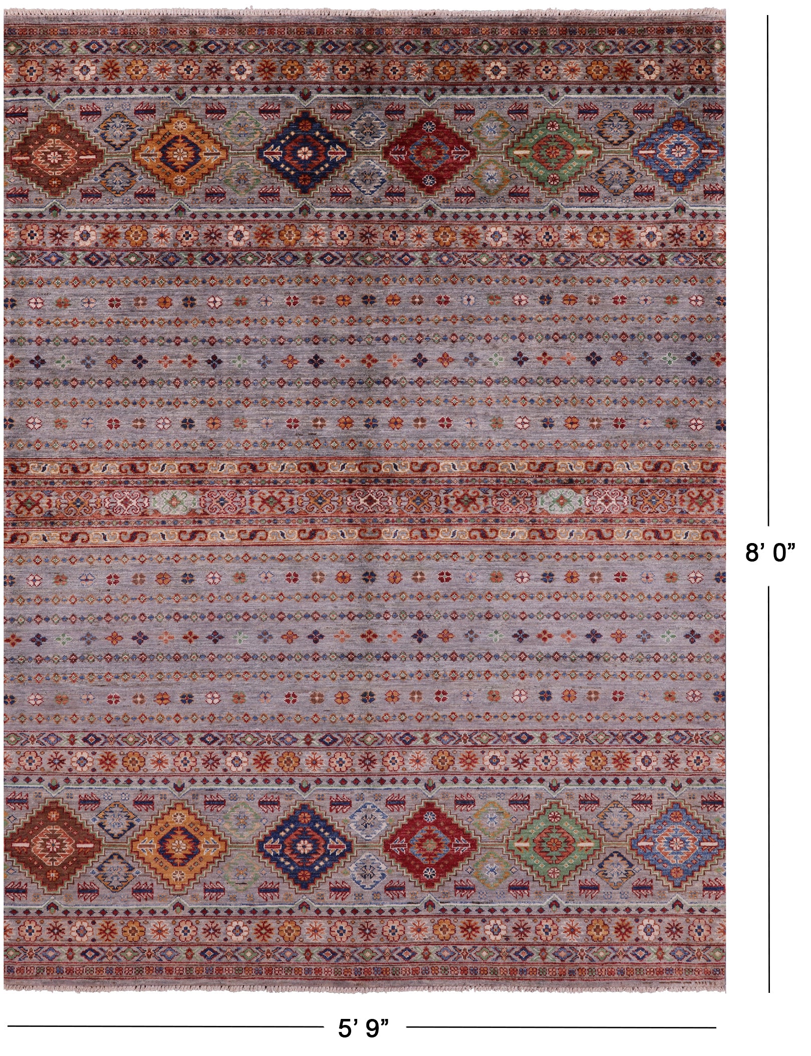 Khorjin Persian Gabbeh Hand Knotted Wool Rug - 5' 9" X 8' 0" - Golden Nile