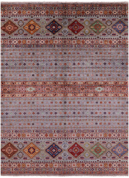 Khorjin Persian Gabbeh Hand Knotted Wool Rug - 5' 9" X 8' 0" - Golden Nile