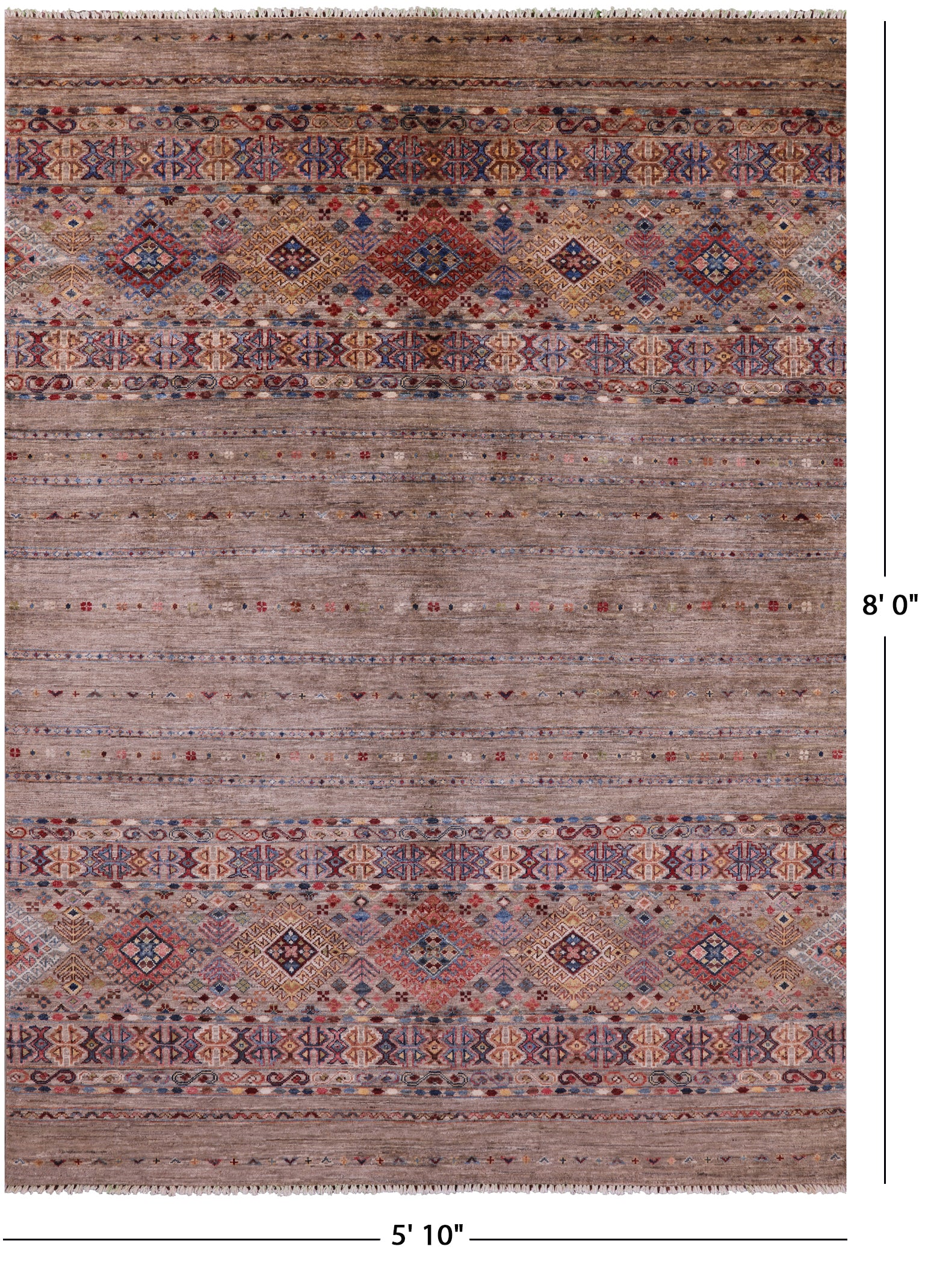 Khorjin Persian Gabbeh Hand Knotted Wool Rug - 5' 10" X 8' 0" - Golden Nile