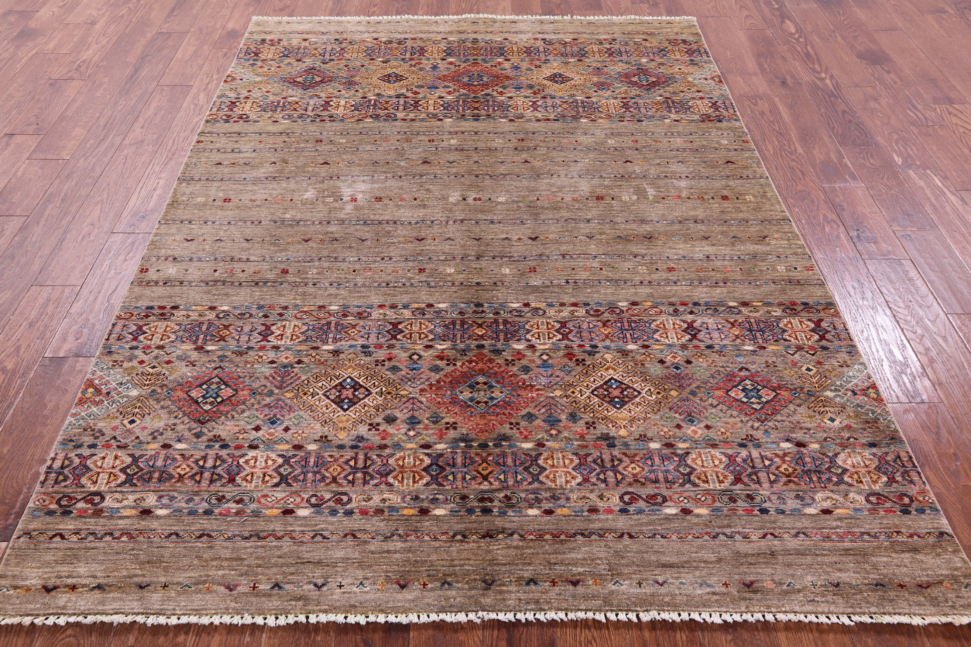 Khorjin Persian Gabbeh Hand Knotted Wool Rug - 5' 10" X 8' 0" - Golden Nile