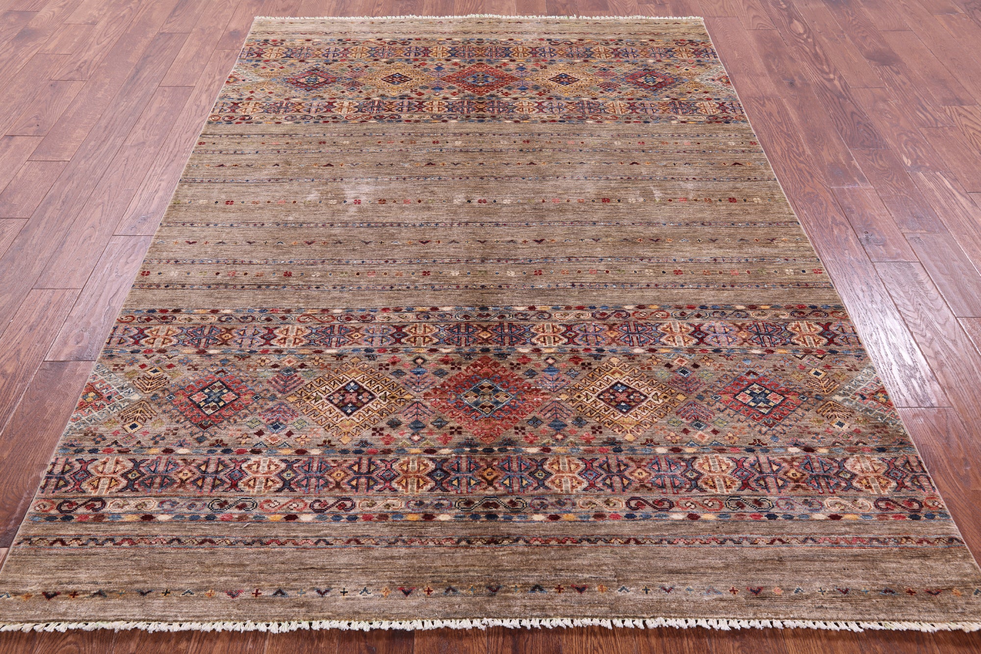 Khorjin Persian Gabbeh Hand Knotted Wool Rug - 5' 10" X 8' 0" - Golden Nile