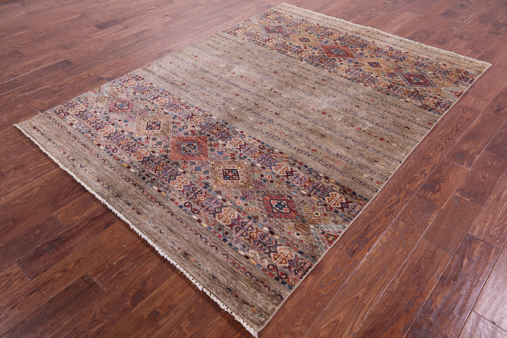 Khorjin Persian Gabbeh Hand Knotted Wool Rug - 5' 10" X 8' 0" - Golden Nile