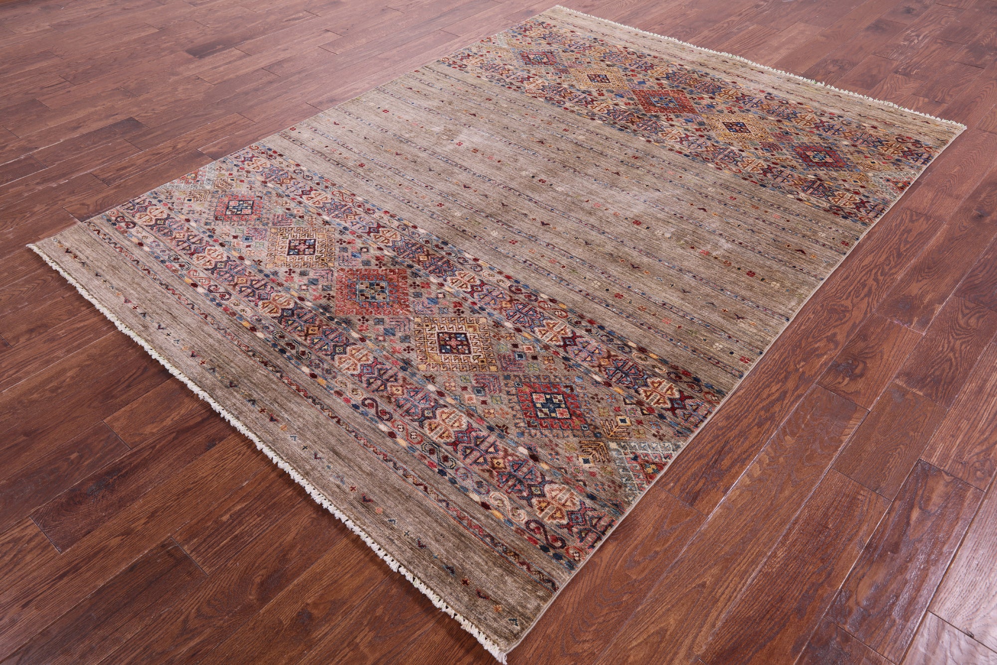 Khorjin Persian Gabbeh Hand Knotted Wool Rug - 5' 10" X 8' 0" - Golden Nile